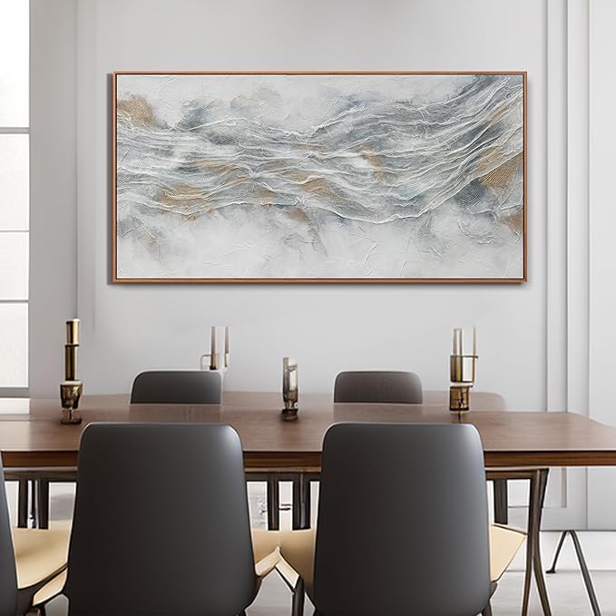 Abstract Wall Art Framed Home Artwork Decor Simple Modern Art Pieces With Gold And Gray Textures Modern Minimalist Canvas Painting Living Room Decor For Bedroom Office Wall Decor 24"X 48"