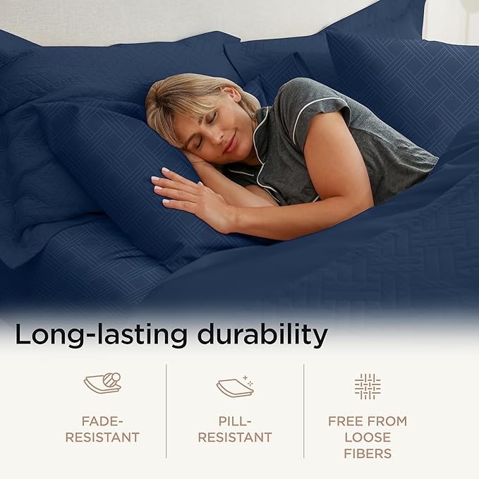 Threadmill Luxury Full Size Sheets for Full Size Mattress | 800 Thread Count Cotton sheets | Jacquard Celine Folkstone Blue| Better Than Egyptian Cotton| 4 Pc Bed Sheets | With Elasticized Deep Pocket