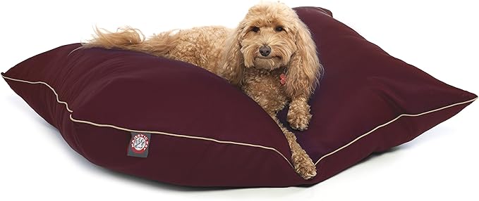 Majestic Pet Rectangle Medium Dog Bed Washable – Non Slip Comfy Pet Bed – Super Value Crate Pet Pillow – Puppy Kennel for Sleeping - Medium Breed 35 x 28 Inch – Solid Burgundy