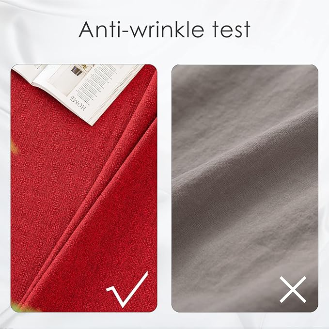 BALCONY & FALCON Small Square Tablecloth Washable Wrinkle Resistant and Water Proof Table Cloth Decorative Linen Tablecloths for Bedside End Table Bedroom Nightstand (Ruby Red, 35x35)