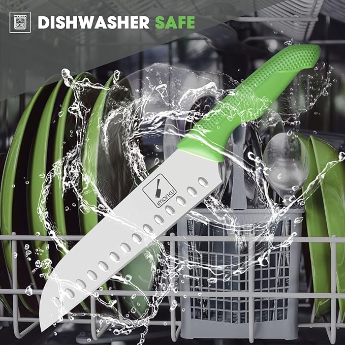 imarku® Knife Set with Block, Sharp Knife Sets with Built-in Sharpener, Japanese Stainless Steel Kitchen Knife Set with Non-Slip Ergonomic Handle, Dishwasher Safe, Best Holiday Gift, Teal Green