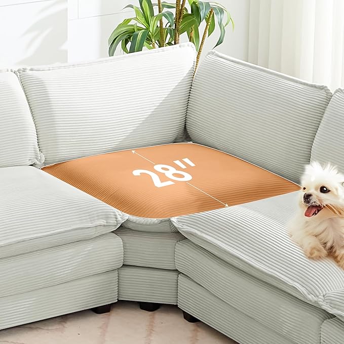 ROWHY 113'' Modular Sectional Cloud Corner Couch, 5 Seater L Shape Sofa Big Comfy Corduroy Oversized Couch with 2 Pillows Movable Ottoman, Deep Seat Sectional Couches for Living Room Office Light Grey