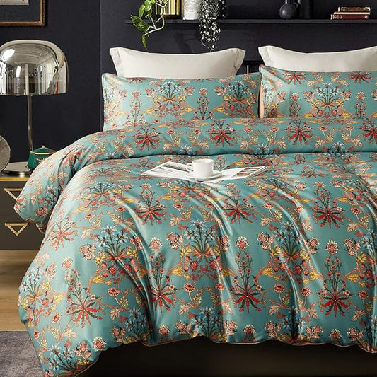 Cupocupa Duvet Cover Set;Duvet Cover Full Bedding Set Fluffy Boho Duvet Cover Set Paisley Floral Bedding Collection Duvet Cover with Pillowcases
