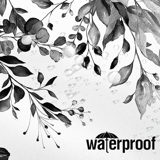 Extra Long Eucalyptus Shower Curtain 72 x 96 Inch, Black and White Botanical Floor to Ceiling X-Long Shower Curtain, Watercolor Plant Leaves with Floral Decorative Bathroom Curtain with Hooks