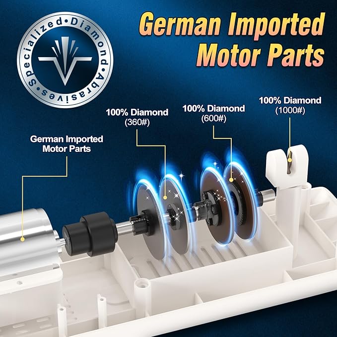 Professional Electric Knife Sharpeners with 100% Diamond Abrasives and Precision Angle Guides, Multifunctional 3-Stage Slots, Applicable to Straight Knife and Ceramic Knife