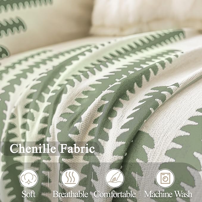 ALIECOM Boho Couch Covers for Sectional Sofa 2 Piece Thick Chenille L Shape Sofa Cover Washable Reversible Couch Cover Blanket Chaise Slipcover Pet Dog Furniture Protector (X-Large, Fashion Green)