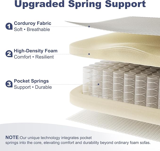 108" Boneless Couches for Living Room, Modular Cloud Couch Sofa - 4 Pieces U Shap Corduroy Sectional Sofa, Fluffy Memory Foam Sleeper Sofa Furniture, No Assembly, Wide Armrest, Beige