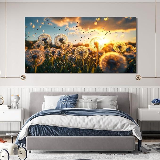 Oversized Canvas Wall Art Decor Floral Canvas Wall Art Pictures For Living Room Decor Paintings Artwork For Walls White Modern Wall Art Canvas Prints Artwork For Bedroom Office Wall Decor 29 × 58 Inch