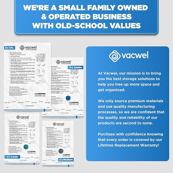 12-Pack Variety - Vacuum Storage Bags for Clothes, Packing & Storage - Strong Vacuum Space Bags for Comforter, Quilt & Mattress Topper Compression - Premium Sealing Solutions in XXL, Jumbo, L, M Sizes