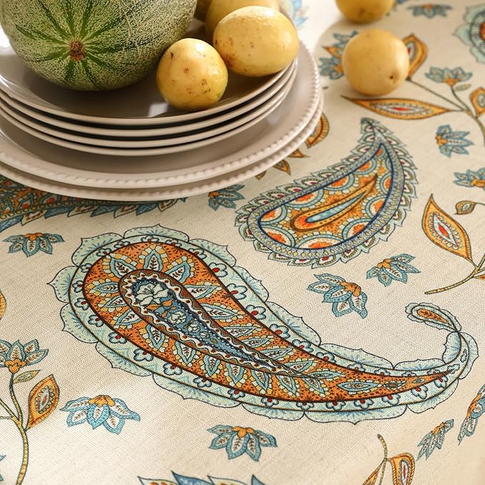 patdrea Designer Vintage French Long Rectangle Table Cloth,Italian Floral Wrinkle Free Farmhouse Tablecloth,Decor Table Cover for Kitchen Dining,Christmas,Tea Party,Thanksgiving,63"x94"-Lysaniya
