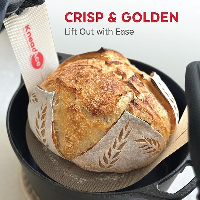 KneadAce Silicone Bread Sling Set Of Oval & Round with Long Handles, Nonstick＆Reusable Easy-Lift Baking Mat Easy Clean Dutch Oven Liners, Sourdough Baking Supplies, Ideal As Gift For Bakers