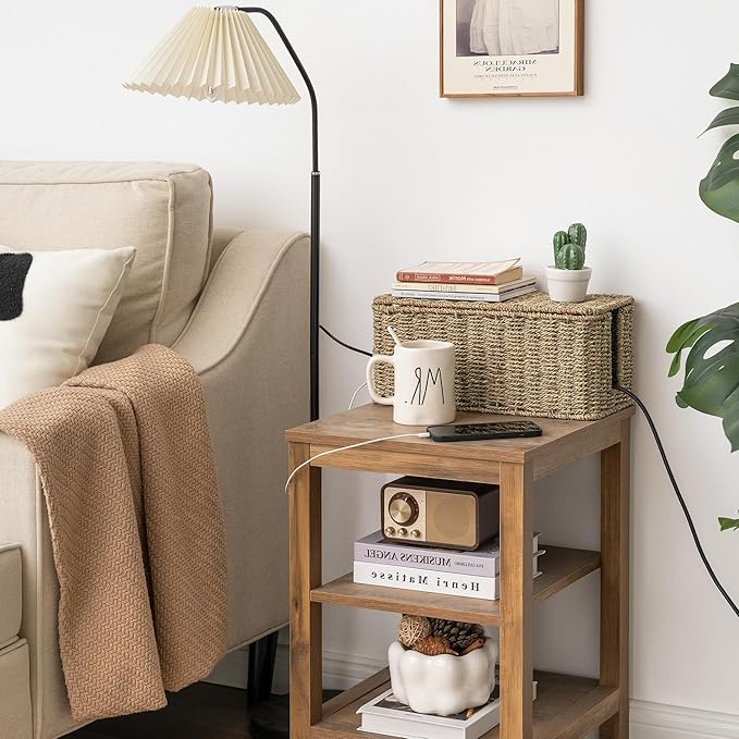 StorageWorks Large Cable Management Box, 2 Slots Wicker Cable Organizer to Hide Cords and Power Strip, Seagrass Cord Hider Box for Home & Office