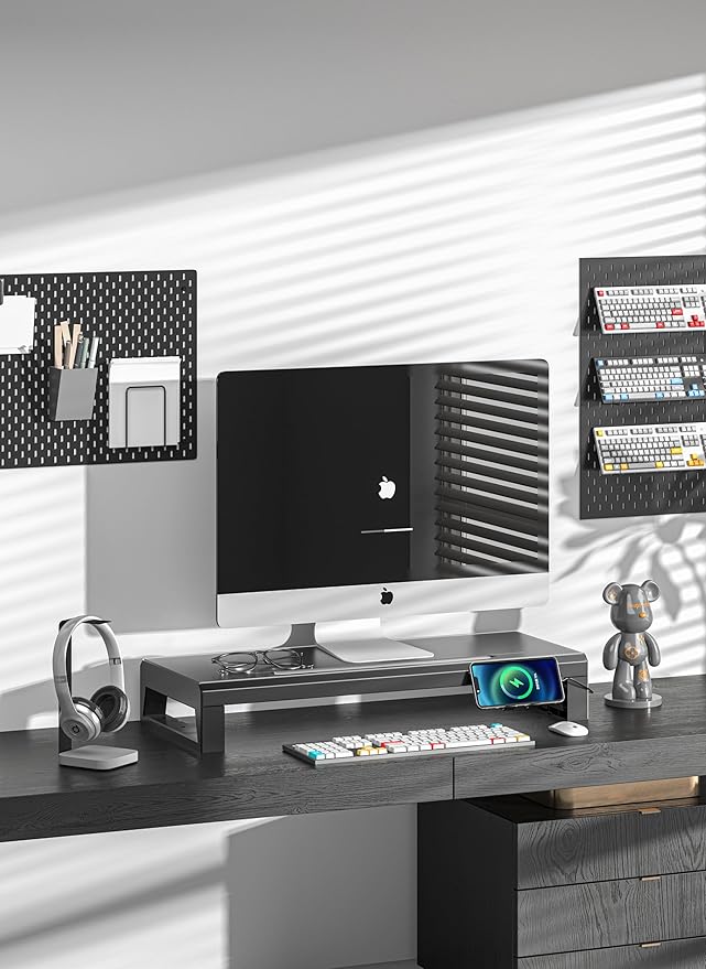 Computer monitor stand Laptop Desk Shelf & Monitor Riser ，21.6 inches,22W charging , 2 USB 3.0 , and 1 USB 2.0， Monitors/PC/Laptop/Computer Space Saver Organizer ，Heavy Duty Gift Gaming Studio Office (USB Hub Fast Charging Version, 550mm)