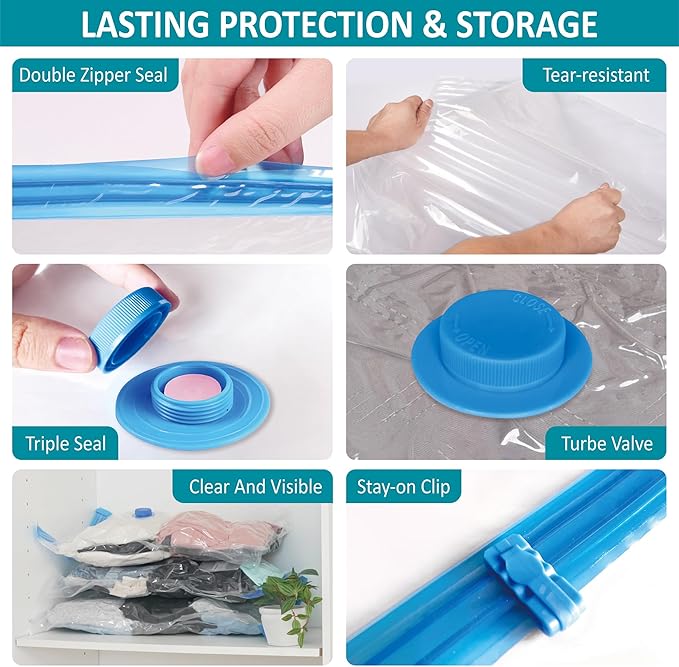 Cozy Essential 26 Pack Vacuum Storage Bags with Portable Electric Pump, Vacuum Seal Space Saver Bags for Clothing, Pillows, Blanket, Bedding, Comforters