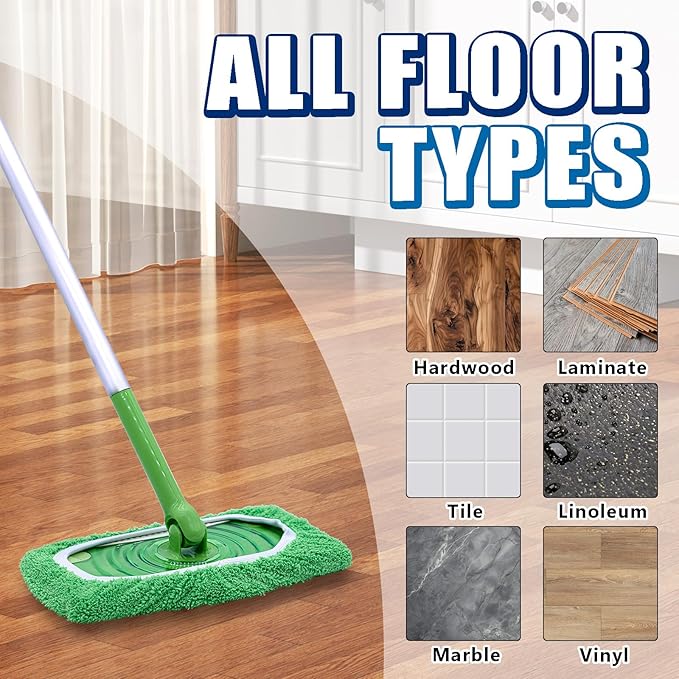 Reusable Mop Pads Compatible with Swiffer Sweeper Mop, Washable Wet Mop Pads Refills, Dry Sweeping Cloths, Microfiber Mops for Floor Cleaning -8 Pack