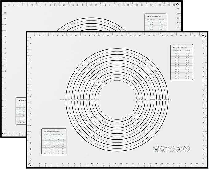 BlueBark 2 PCS - 24"L x 24"W Non-stick Silicone Baking Mat for Pastry & Dough, Sourdough Bread Making Tools, Kitchen Counter, Cooking Enthusiasts