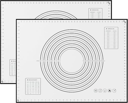 BlueBark 2 PCS - 32"L x 24"W Non-stick Silicone Baking Mat for Pastry & Dough, Sourdough Bread Making Tools, Kitchen Counter, Cooking Enthusiasts