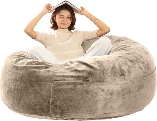 Bean Bag Chair for Adults,5FT Oversize Floor Bean Bags Offers Ample Space for Adults,Memory Foam Giant Bean Bags,Lounger Versatile Design Suits Any Room,Movie Nights,Reading (Apricot, 5FT)