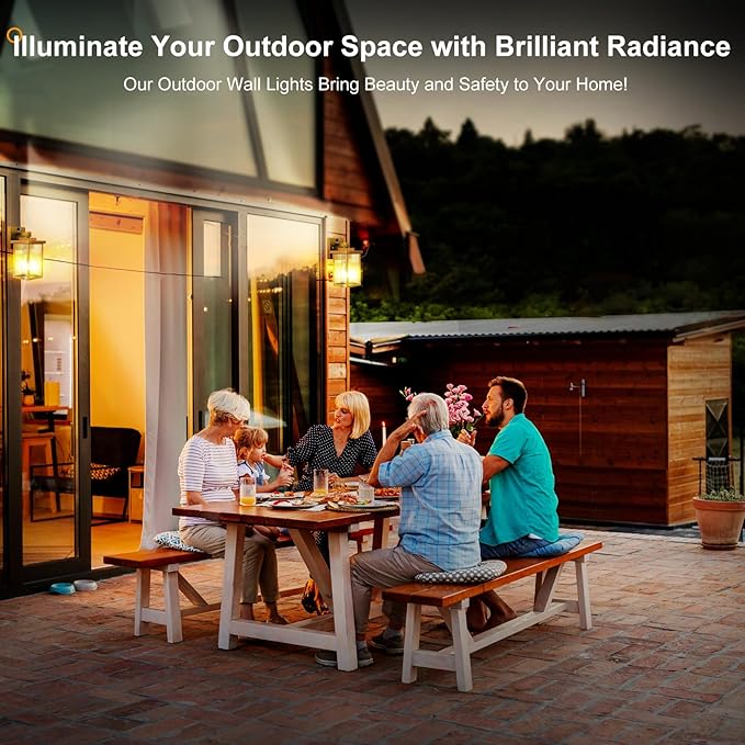 1 Pack Dusk to Dawn Outdoor Lighting, Waterproof Outdoor Porch Light with Tempered Glass, Outdoor Light Fixture for House Exterior Front Door Garage Patio (Gold Color)