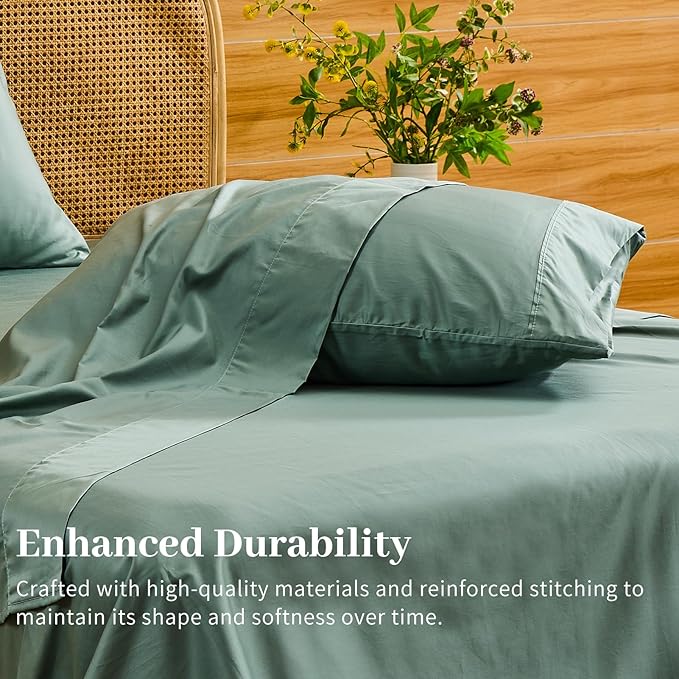 Bedlifes Deep Pocket Sheets 18-24 Inch, King Size Egyptian Cotton 1000 Thread Count, 4-Piece - Fits Extra Thick Mattresses, Cooling & Breathable (Sage Green)