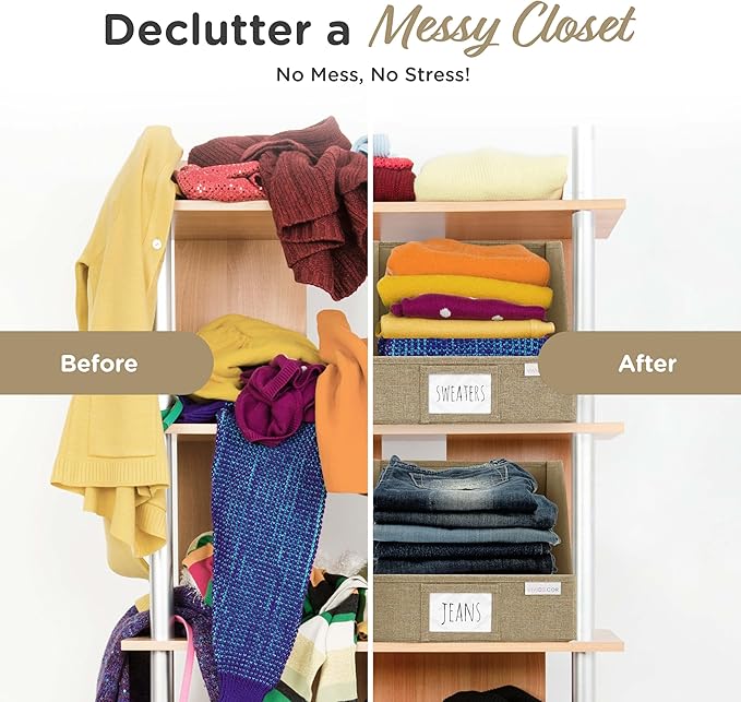 Storage Cubes – 12x12x10 Fabric Baskets for Organizing, Storage Baskets for Shelves, Open Front Fabric Bins, Closet Organizer Bins for Clothes, Towels, Sweaters, Linen – Brown, 3 Pack