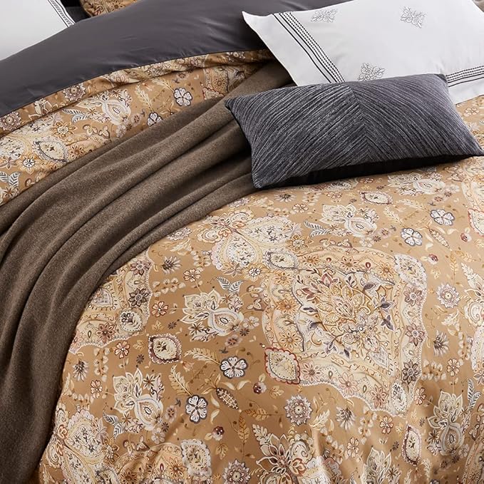 Cupocupa Duvet Cover Set;Duvet Cover Full Bedding Set Fluffy Boho Duvet Cover Set Paisley Floral Bedding Collection Duvet Cover with Pillowcases