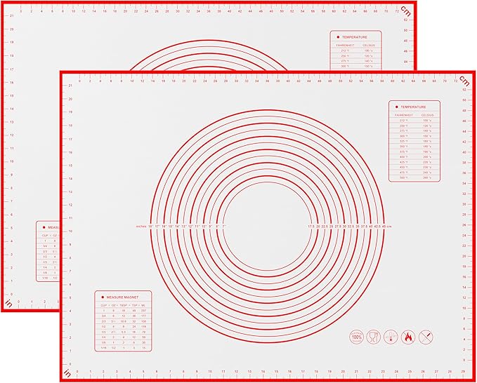 BlueBark 2 PCS - 24"L x 24"W Non-stick Silicone Baking Mat for Pastry & Dough, Sourdough Bread Making Tools, Kitchen Counter, Cooking Enthusiasts