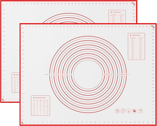 BlueBark 2 PCS - 28"L x 20"W Non-stick Silicone Baking Mat for Pastry & Dough, Sourdough Bread Making Tools, Kitchen Counter, Cooking Enthusiasts