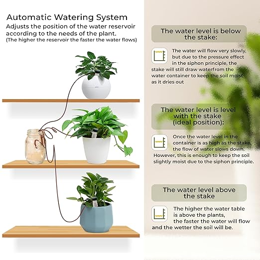 (8-Pack) Automatic Plant Watering System Devices, Slow Release Ceramic Material Feeder for Vacation Plant Self Watering Kit for Outdoor & Indoor Use