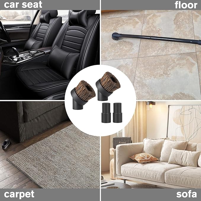 4PACK- Horse Hair Brush Vacuum Attachment Set, Round Dust Brushs for Shark Vacuum Brush Attachment, For Shark Vacuum Attachments & Brushes With Vacuum Hoses Adapter