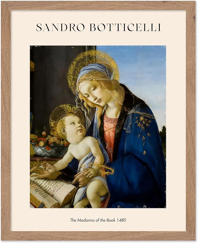 Poster Master Sandro Botticelli Poster - Portrait of A Young Man Print - Italian Art - Renaissance Art - Man in Beretta Hat Art - Portrait Art - Classic Living Room Decor, 8x10 Beige Framed