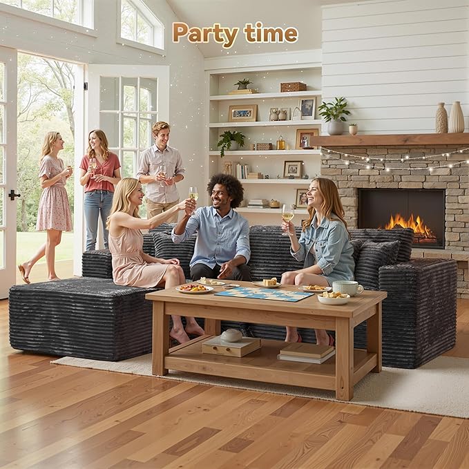 108" Modular Sectional Sofa, Cloud Sectional Couch with Deep Seat, Modern Modular L-Shape Sofa Couch with Chaise,Upholstered Couches for Living Room Bedroom