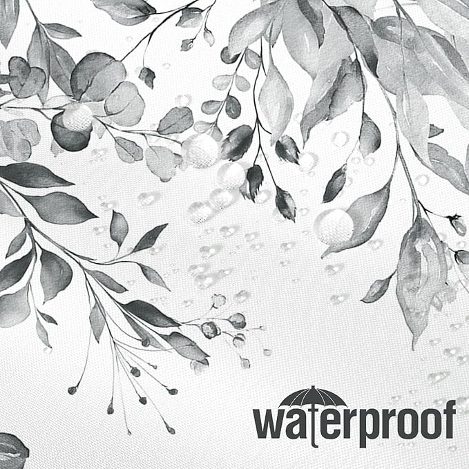 Extra Long Eucalyptus Shower Curtain 72 x 96 Inch, Grey Botanical Floor to Ceiling X-Long Shower Curtain, Watercolor Plant Leaves with Floral Decorative Bathroom Curtain with Hooks