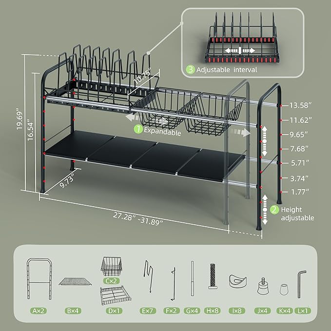 NETEL Adjustable Under Sink Organizers and Storage,Pots and Pans Organizer Under Kitchen Cabinet,Pan Lid Organizers inside Cabinet,Expandable Cabinet Storage Shelf with Pan Rack and 7 Dividers