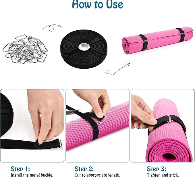 1"x39.4ft Hook and Loop Straps with 60 Buckles Adjustable Cut-to-Length Cable Ties Roll- Reusable Nylon Fastening Tape Cable Straps for Storage or Organization (1in x 39.4ft)