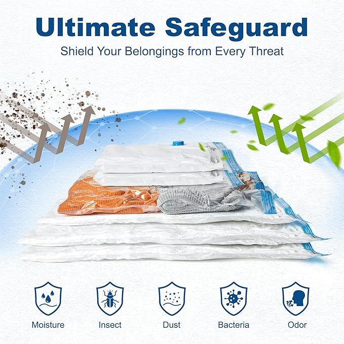 HOUSE DAY 18 Pack Vacuum Storage Bags with Electric Pump, Valve, Space Saver Vacuum Seal Bags for Clothing, Comforters, and Travel Essentials 3 Jumbo,3 Large,3 Medium,3 Small/3 Small,3 XS Roll Up Bag