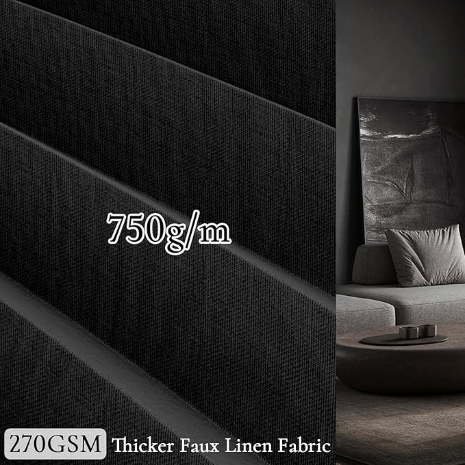 100% Blackout Memory Trained Pleated Curtains with Magnetic Closure, Pinch Pleat Window Curtain for Bedroom Living Room Window Treatment, 1 Panel, W45 x L84, Black