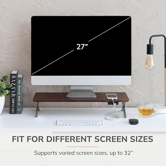 Anji Mountain Monitor Stand - Desktop Organizer & Laptop Riser, Ergonomic Monitor Riser, Space-Saving Monitor Stand for Desk, Durable Construction, Easy Assembly, Ideal for Home & Office,Biscotti