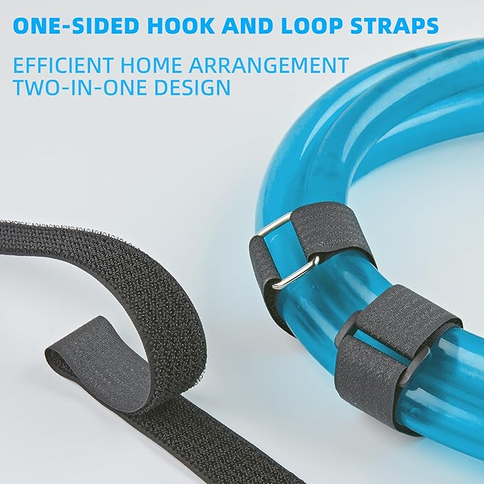 1" x 30ft Reusable Cable Straps Roll with 40 Metal Buckles Adjustable Cut-to-Length Nylon Cable Ties and Fastening Straps for Organizing and Storage Black