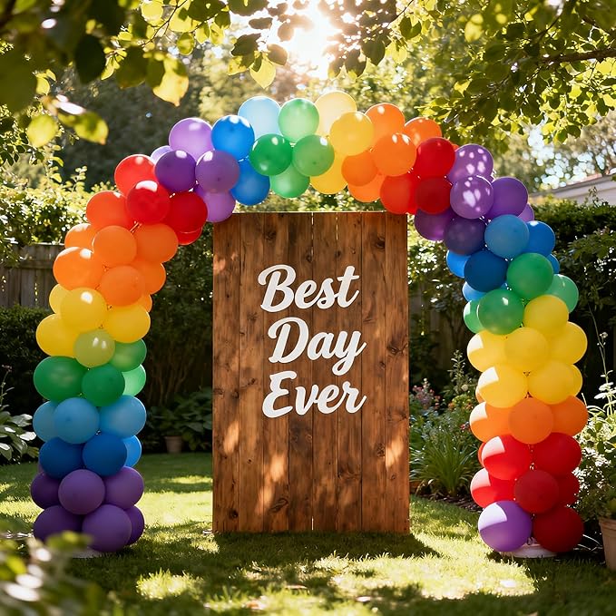 10 Colors Rainbow Party Balloons 100 Pack, 12 Inch Vibrant Latex Helium Round Balloons Garland for Birthdays Weddings Baby Showers Arch Decorations