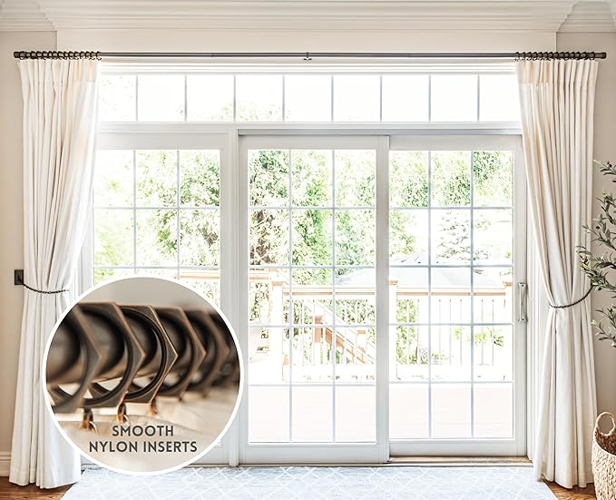 BlastHome® Luxury Curtain Rings - Premium Metal with Quiet, Smooth Nylon Inserts - Pinhooks and Clips Included - 1 1/2" Inside Diameter - 18 Rings for Two Standard Curtains - Oil Rubbed Bronze