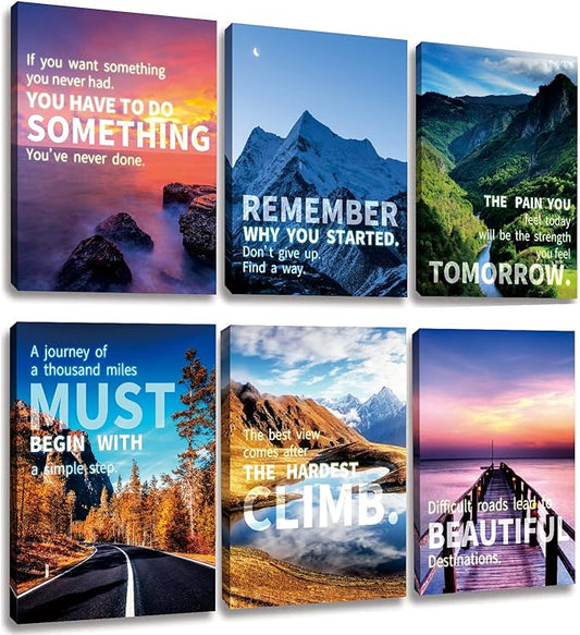 Landscape Canvas Wall Art，Motivational Wall Art Decoration Painting .Suitable forGym, Library, Office, Living Room and Home Deco,Tabletop/Hanging(29x38cm) Framed 2