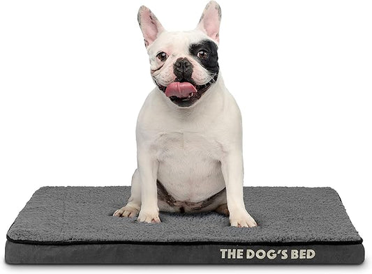 The Dog’s Bed Orthopedic Memory Foam Dog Bed, Small Grey Plush, Pain Relief for Arthritis, Hip & Elbow Dysplasia, Post Surgery, Lameness, Supportive, Calming, Waterproof Washable Cover