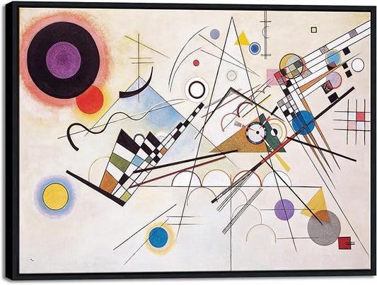 Wieco Art Framed Canvas Wall Art Wassily Kandinsky Composition VIII Picture Print of Famous Paintings Abstract Canvas Prints for Living Room Home Decor and Wall Decorations