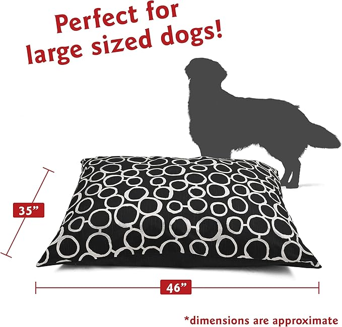 Majestic Pet Rectangle Large Dog Bed Washable – Non Slip Comfy Pet Bed – Dog Crate Bed Super Value Pillow Dog Bed – Dog Kennel Bed for Sleeping - Dog Bed Large Breed 46 x 35 Inch – Fusion Black