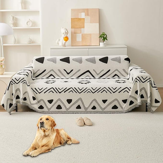 HAOMAIJIA Non Slip Couch Cover Sofa Covers for 2 Cushion Couch Washable sectional Couch Covers for Dogs pet Furniture Protector Couch Cover Blanket for Living Room (My-Black, 71"x102")