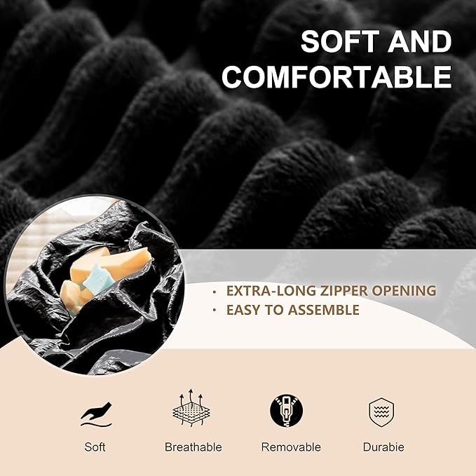 Bean Bag Chair for Adults, Floor Bean Bags Offers Ample Space for Adults,Memory Foam Giant Bean Bags,Lounger Versatile Design Suits Any Room,Movie Nights,Reading (Striped Black, 6FT)