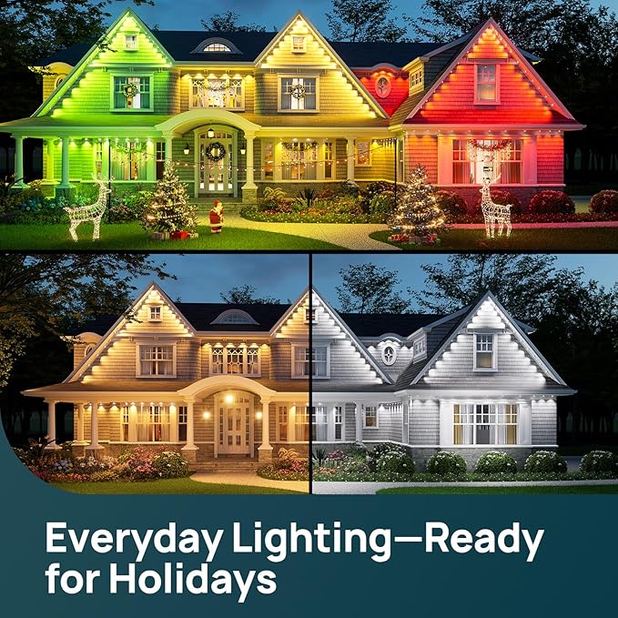 Linkind Permanent Outdoor Lights HP5,Smart AI RGBTW 100ft Christmas Lights, 85 Scenes Modes for Daily Holiday Christmas Decorations,IP67 Waterproof, Compatible with Alexa,Google Assistant