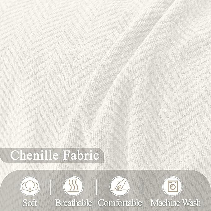 ALIECOM Sectional Couch Covers L Shape Sectional Sofa Cover for Dogs 2 Piece Thick Chenille L Shaped Couch Slipcover Blanket Chaise Pet Furniture Protector Washable (XX-Large, Creamy White)