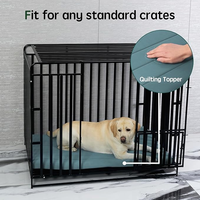 BALANCE Dog Crate Bed, Orthopedic Dog Bed Pad with Waterproof Liner, Washable Crate Foam Pet Mat for Large, Medium, Puppy Dogs Breeds, Powder Blue, 24"x18"x1.6"